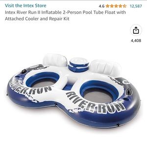 Intex River Run II inflatable 2 person pool tube float with attached cooler. EUC